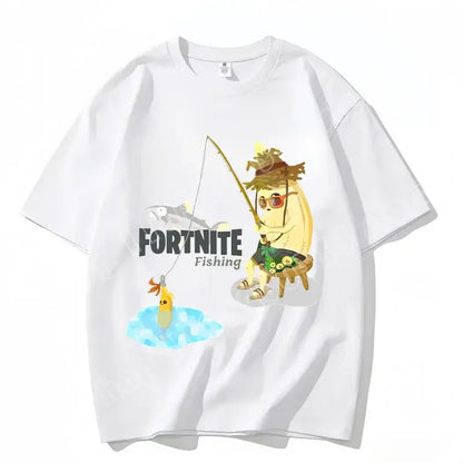 Fortnite Crew Neck T Shirt Unisex Adult Game Dance Fashion New Pure Cotton Short Sleeve Tops Perfect for Casual Wear Vacations