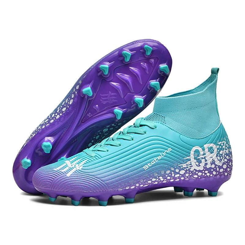 Chaussures de football professionnelles pour hommes/femmes, antidérapantes, à crampons FG, respirantes, chaussures d'entraînement à tige haute