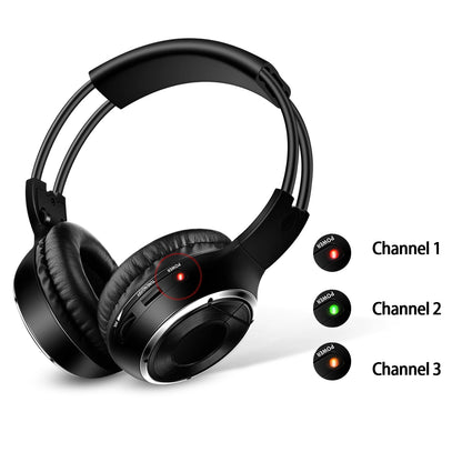 RF Silent Disco Foldable Wireless Headphones Bundle 3 Pack with 500m Transmitter, Stereo Party Headsets for TV, DJ, Dance & Events
