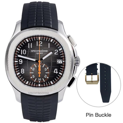 2025 Specht & Söhne Luxury Sports Quartz Watch Japan VD53 Chronograph Stainless Steel Watch Rubber Strap Reloj Hombre Waterproof
