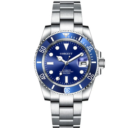 Corgeut 40mm  Luxury Business NH35 Men's automatic mechanical Diving Watch, ceramic bezel, sapphire crystal, 100m waterproof.