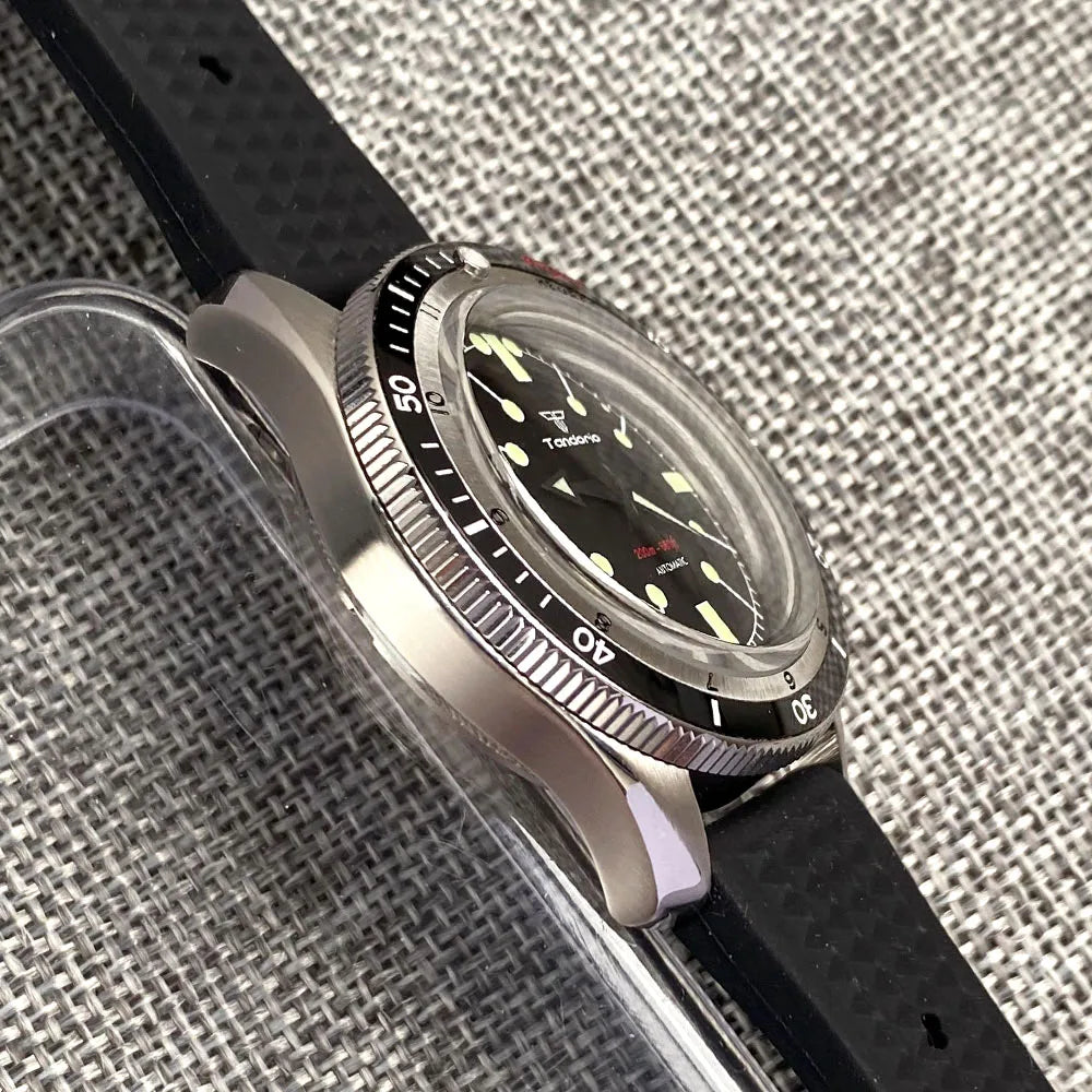 Tandorio Red Blue 40mm PT5000 Japan NH35A Mechanical Automatic Dive Men Watch 20ATM Waterproof Domed Sapphire Screw Crown Reloj