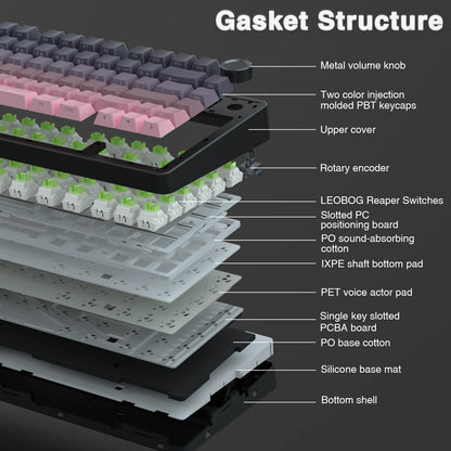 AULA F75Pro Wireless Gaming Mechanical Keyboard 75% Customized RGB Layout Gasket Mounted Side-engraving PBT Keycaps