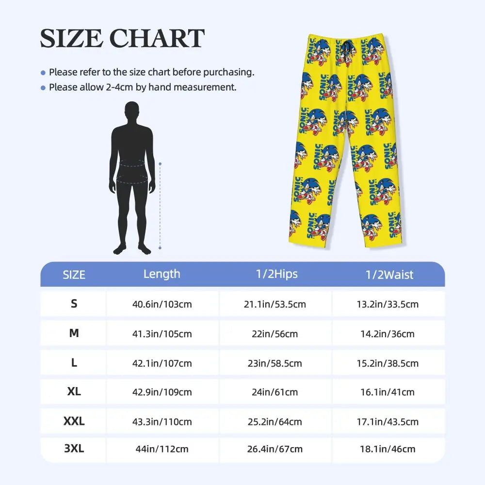 Custom Print Men's Soniced Pajama Pants Hedgehog Game Sleepwear Sleep Lounge Bottoms with Pockets