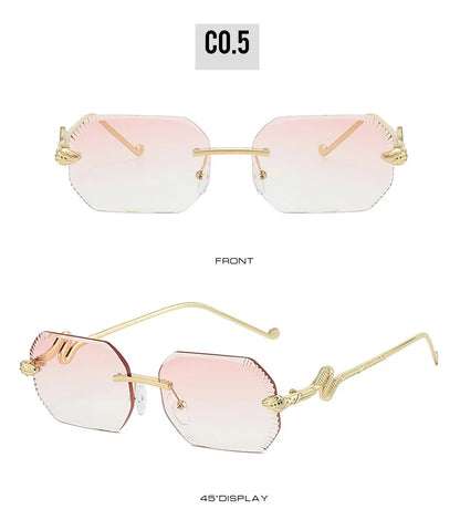 Fashion snake-shaped metal decorative sunglasses - unisex irregular frame, UV protection, sunshades