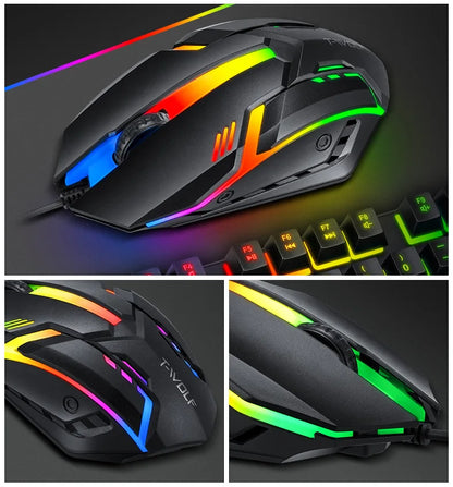 Spanish Keyboard with Ñ Russian Keyboard ISO 100% Layout 104 Keys Spanish Russian Gaming Keyboard Mouse Kit Backlight Wired T20