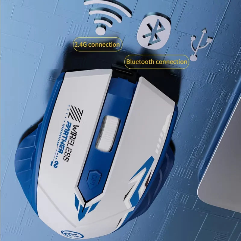 Wireless Gaming Mouse Bluetooth 5.4 Dual-Mode Rechargeable Mouse, 2.4G Wireless Gaming Mouse with 1600 DPI Ergonomic Design for PC, Laptop & Office
