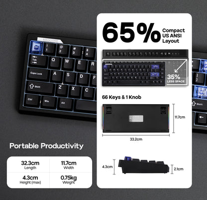 EPOMAKER Magcore65 Lite 65% US QWERTY Layout Wired/BT/2.4Ghz Wireless Mechanical Gaming Keyboard 8K Polling Analog Switch