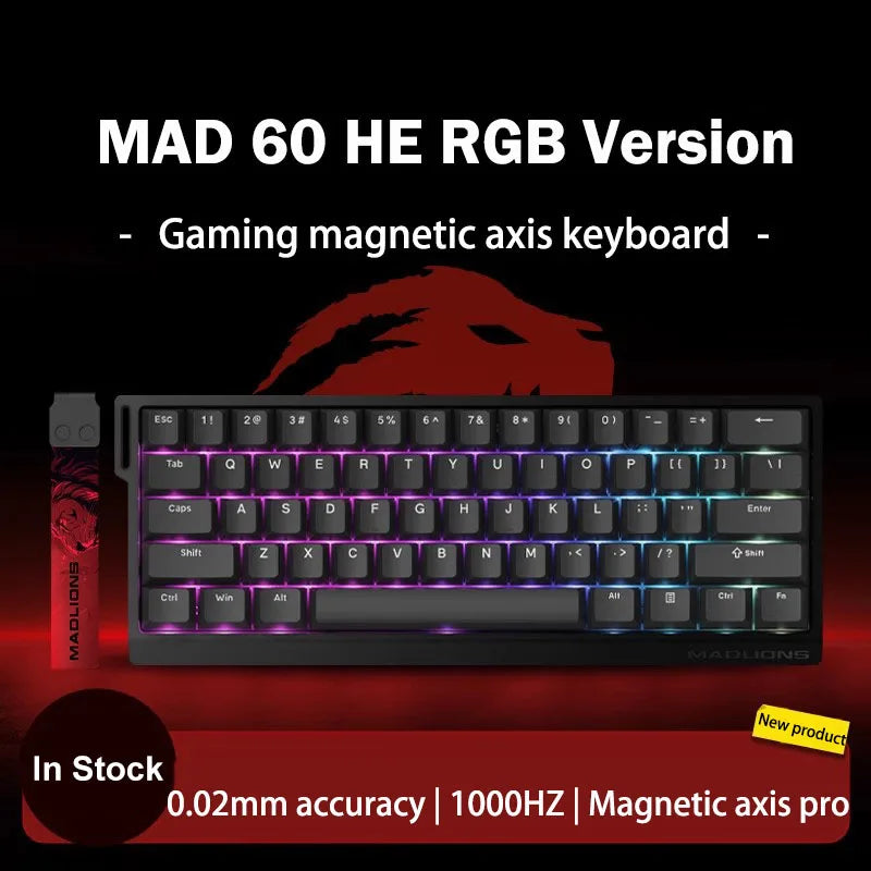 MADLIONS MAD 60/68HE Gaming Magnetic Switch Keyboard, Wired Mechanical Gaming Keyboard with 8K Polling Rate, Rapid Trigger, Hot Swappable RGB 61/68 Keys