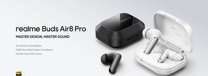 realme Buds Air 8 Pro Wireless Bluetooth 6.1 Earbuds – 55dB Active Noise Cancelling, LHDC 5.0, AI Translation, IP55 Waterproof TWS Earphones