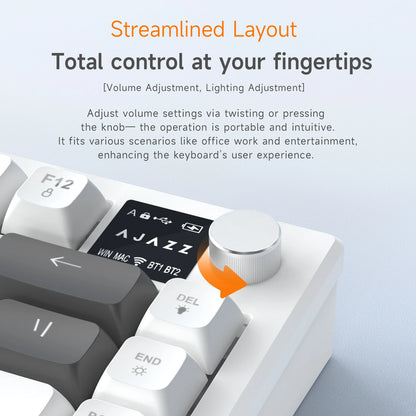 Ajazz AF82 Series 75% Layout Wireless Keyboard with 4000mAh Battery Low Profile Keys Bluetooth Tri-Mode Connectivity  RGB
