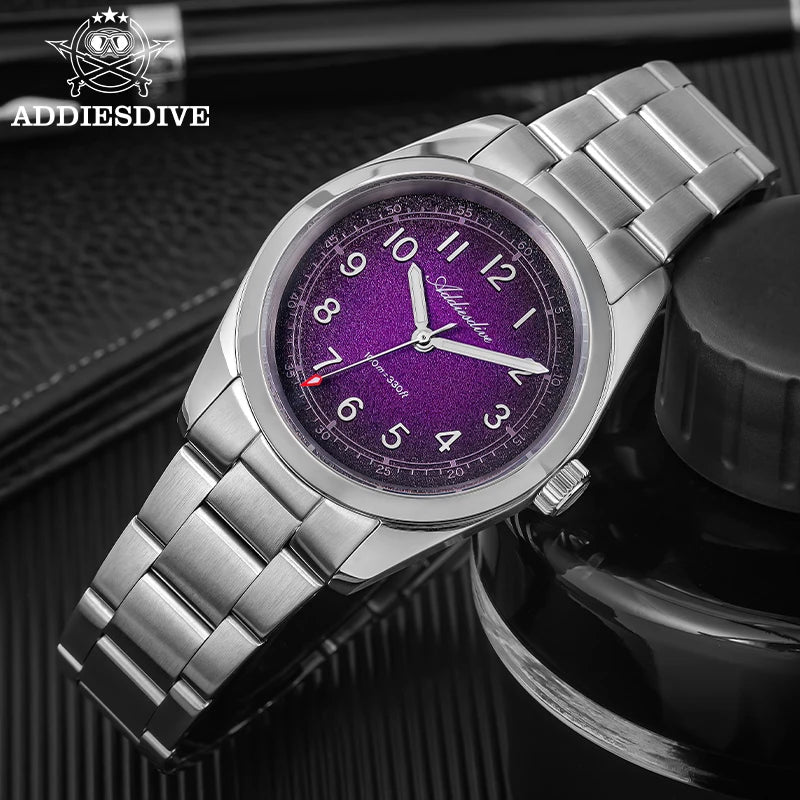 ADDIESDIVE 2026 – Nouvelle montre à quartz de luxe pour homme, étanche à 100 m, verre saphir, très lumineuse, en acier inoxydable, style professionnel