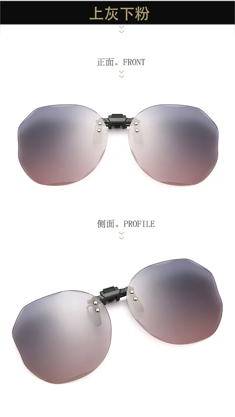 Women Sunglasses Clip-on Polarized Optical Glasses Clip Diamond Cut Mirror Eyeglasses Anti-UV Driving Sunglasses 2026 Trendy