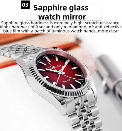 ADDIESDIVE New Men's Watch AD2073 Sapphire Glass 36mm VH31 Sunburst Quartz Watches 10Bar Waterproof Diving Luminous Wristwatch
