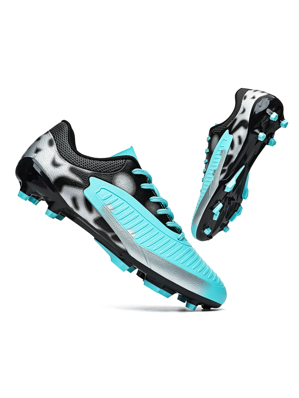 Chaussures de football pour hommes, modèle AG FG Hybrid, avec crampons, tige en PU confortable et semelle absorbant les chocs, idéales pour l’entraînement sur gazon naturel.