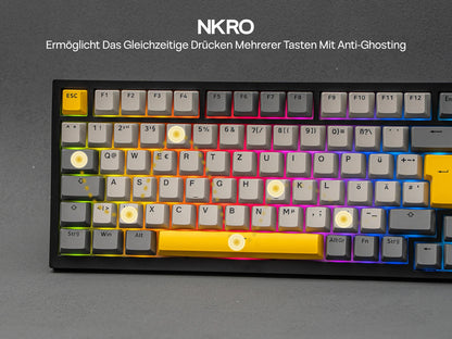 ISO-DE Layout AJAZZ AK820 PRO 75% QWERTZ German Layout Mechanical Keyboard Tri-Modes Wireless Keyboard with TFT Screen NKRO RGB