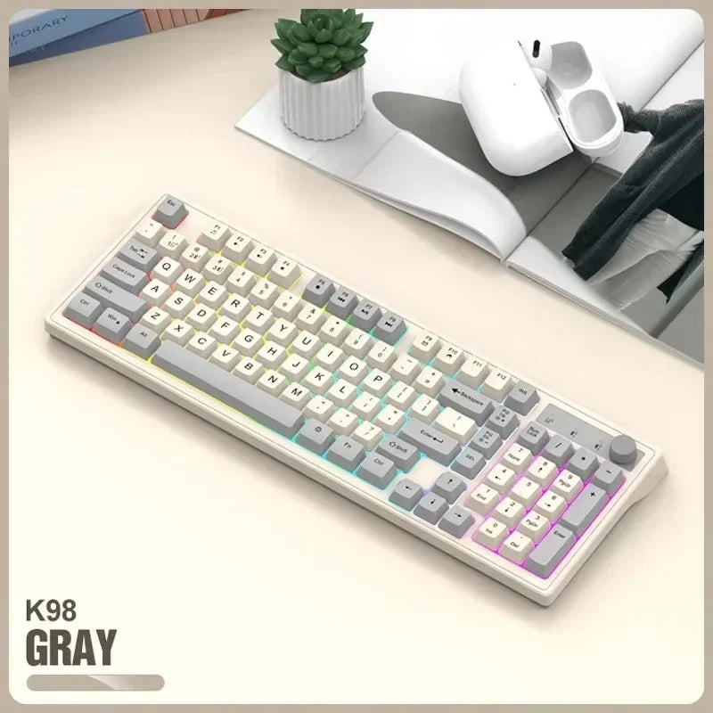 2.4G Wireless Mechanical Feel Keyboard Bluetooth 5.0 Dual Mode Keyboard With RGB Backlight for Desktop PC Office/Game Keyboard