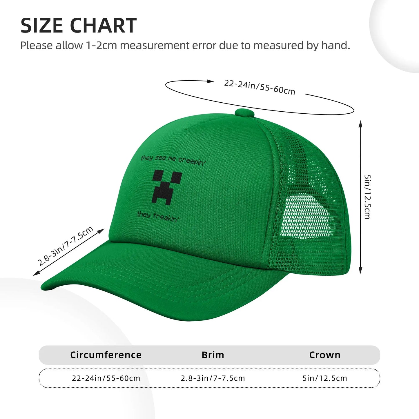 Adult Creepin Creepers Trucker Hat Mesh Baseball Cap Snapback Caps Hats Sun Hat Adjustable Sun Caps Summer