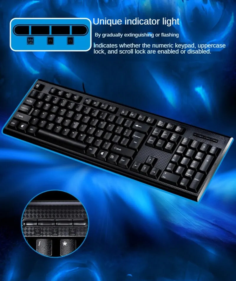 Teclado Individual Q9 USB de Conetor Quadrado para Escritório e Casa, PS2 de Conetor Redondo, com Fio para Computador de Secretária