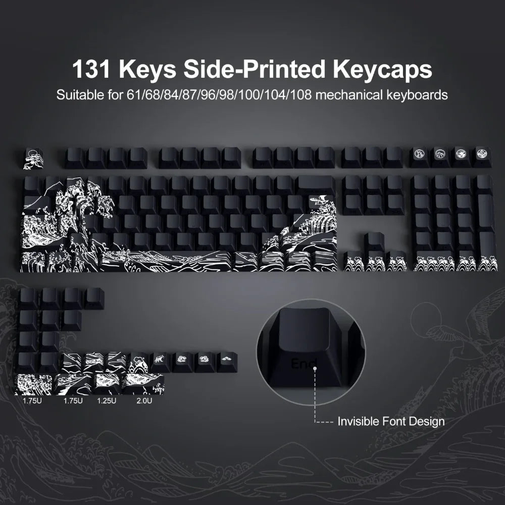 Side-engraved Translucent CHERRY Keycaps PBT Creative Personalized Customized for 60/64/84/98/108 Mechanical Keyboards MX Switch