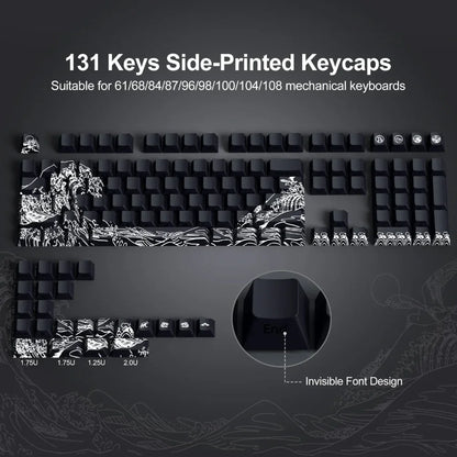 Side-engraved Translucent CHERRY Keycaps PBT Creative Personalized Customized for 60/64/84/98/108 Mechanical Keyboards MX Switch