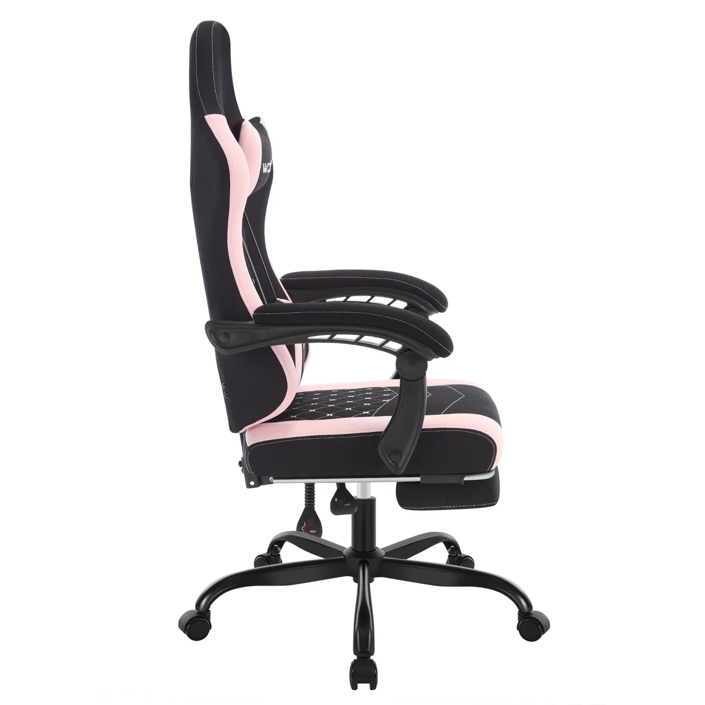 WOLTU snurrbar datorstol med massagefunktion, ergonomisk kontorsstol med kudde och fotstöd, höjdjusterbar gamingstol