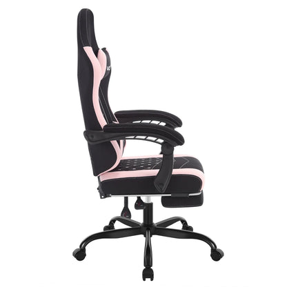 WOLTU snurrbar datorstol med massagefunktion, ergonomisk kontorsstol med kudde och fotstöd, höjdjusterbar gamingstol