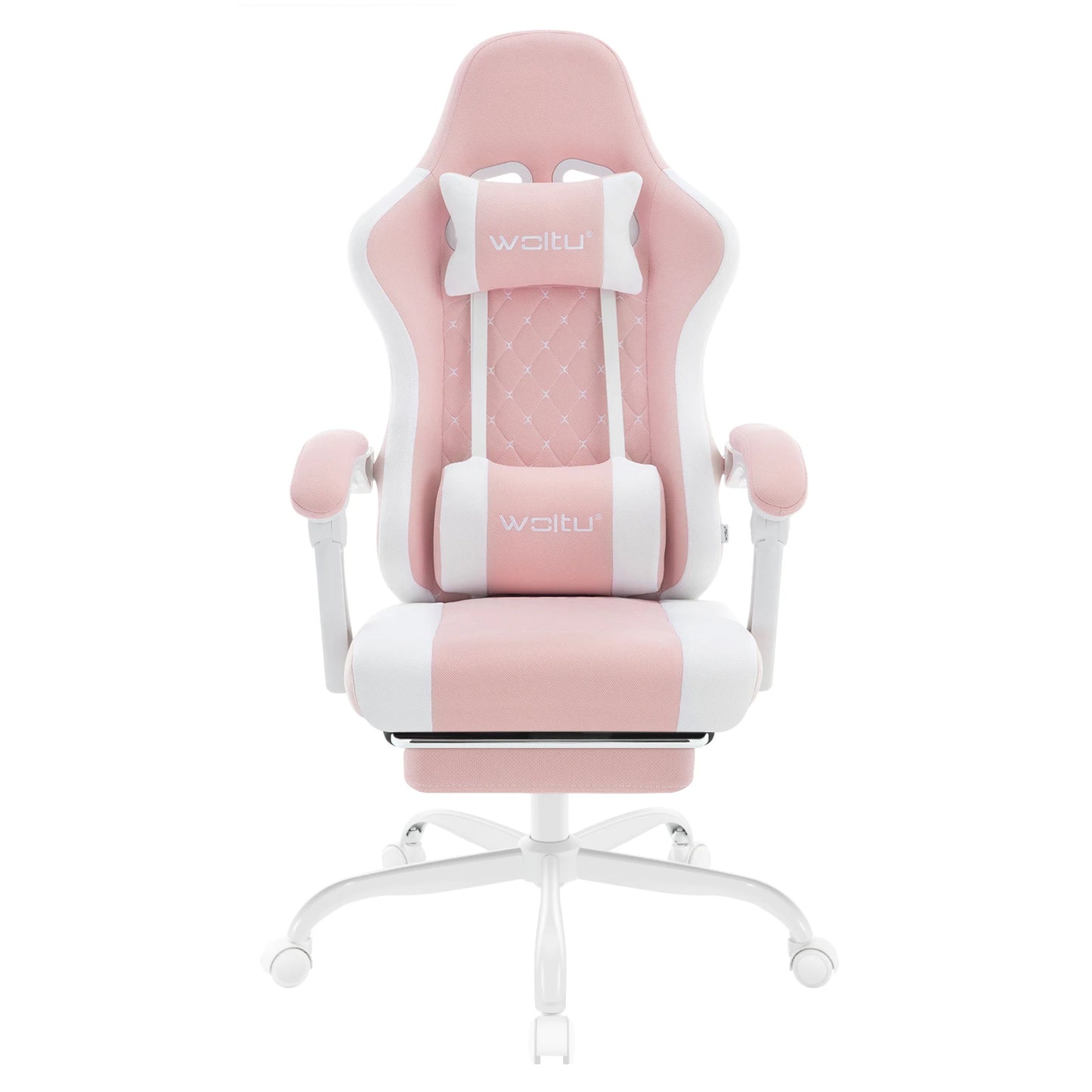 WOLTU snurrbar datorstol med massagefunktion, ergonomisk kontorsstol med kudde och fotstöd, höjdjusterbar gamingstol