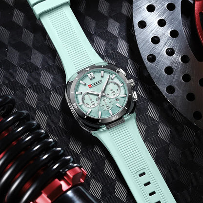 Orologio da uomo CURREN – Nuovo modello di lusso al quarzo, cinturino in silicone, stile sportivo, multifunzione, impermeabile, luminescente, con datario e cronometro.