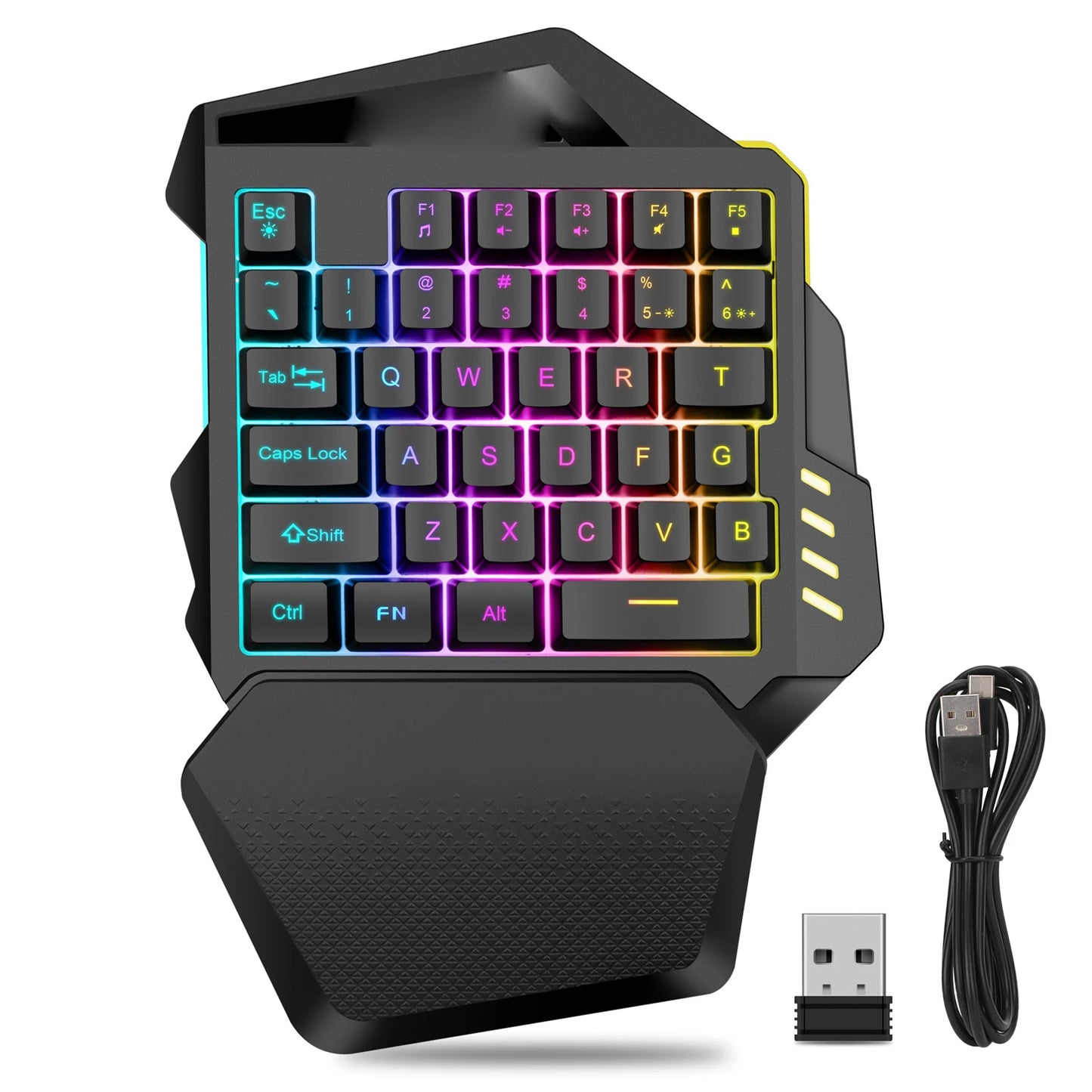 Mini Mechanical Keyboard One Handed Gaming Keyboard 2.4G Wireless RGB Lighting ABS 35 Keys Gaming Keyboard for Computer