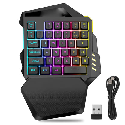Mini Mechanical Keyboard One Handed Gaming Keyboard 2.4G Wireless RGB Lighting ABS 35 Keys Gaming Keyboard for Computer