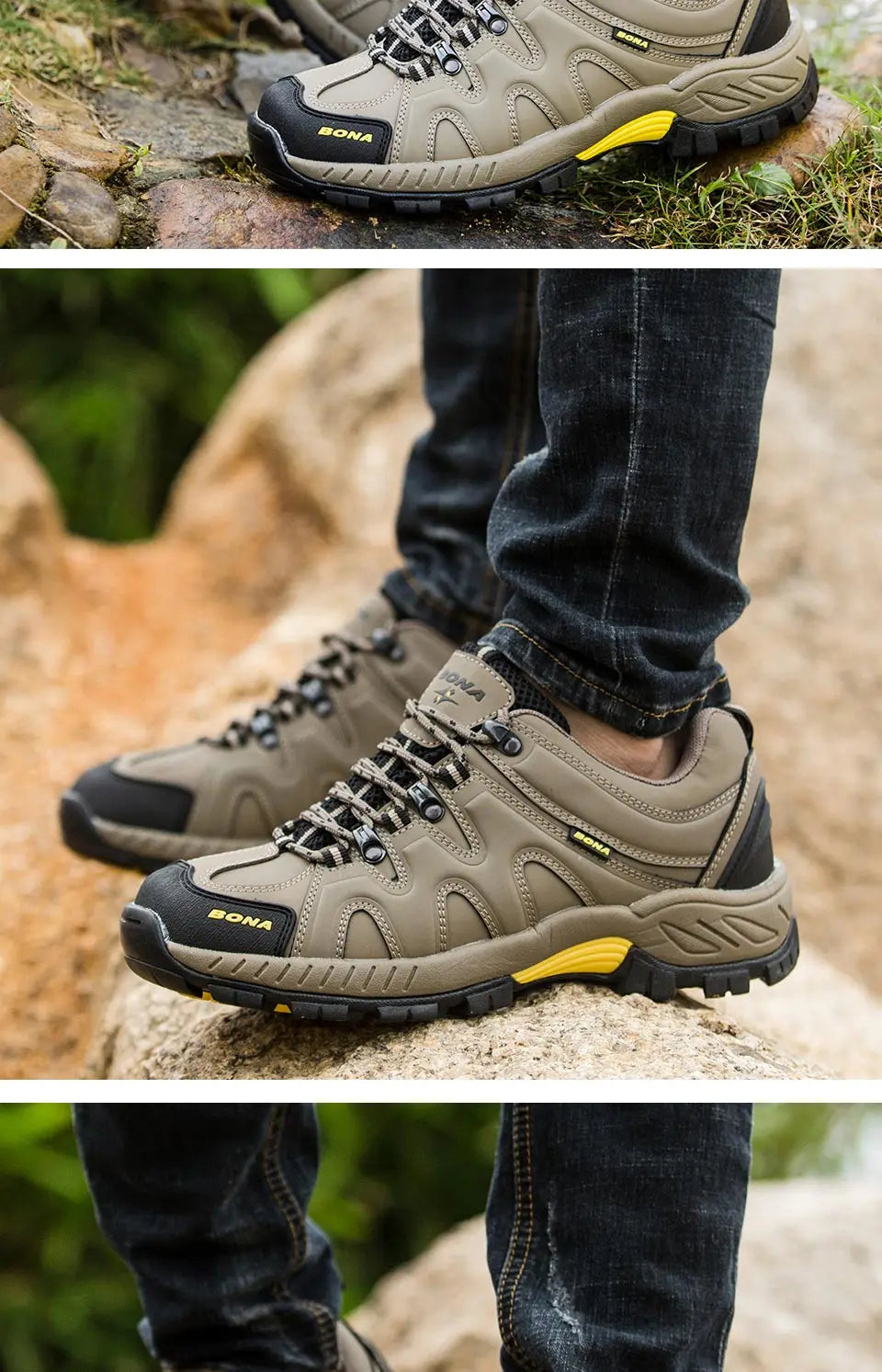 BONA Neuheit Klassischer Stil Herren-Wanderschuhe zum Schnüren Herren-Sportschuhe Outdoor-Jogging Trekking-Sneaker
