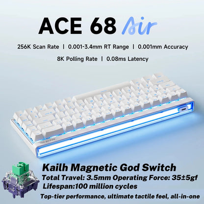 Mchose Ace68 Air Gaming Keyboard Hall Effect 0.001mm Rapid Trigger 8K+256K Polling Rate Dynamic RGB Light Box Magnetic
