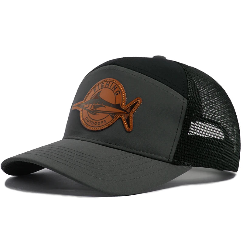 Shark Leather Label Men's Baseball Cap Casual 7 Panel Style Trucker Hat Fashion Hip Hop Mesh Caps Summer Women Visor Hats Unisex