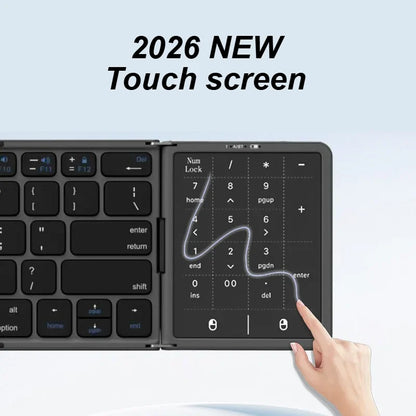 New Three-Fold Folding Bluetooth Keyboard With Touchpad Portable Foldable Keyboard For PC Mac Smartphone IPad