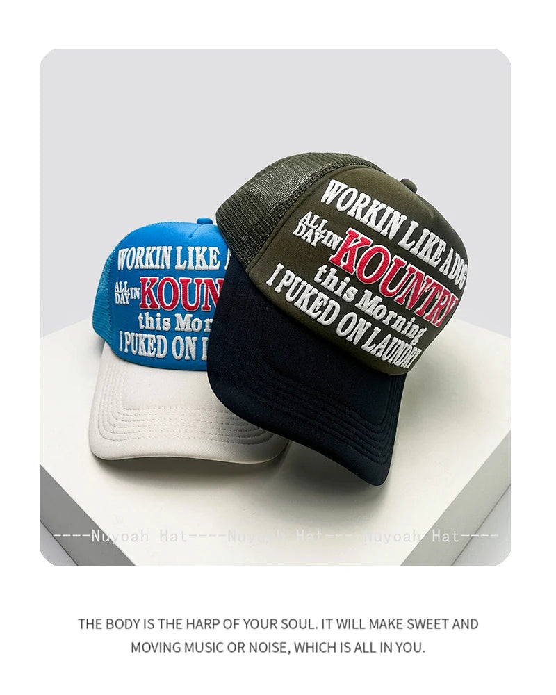 New Unisex Color Block 3D Printed Letter Baseball Hats Sunshade Hip Hop Breathable personal Trucker Caps Mesh Versatile fashion