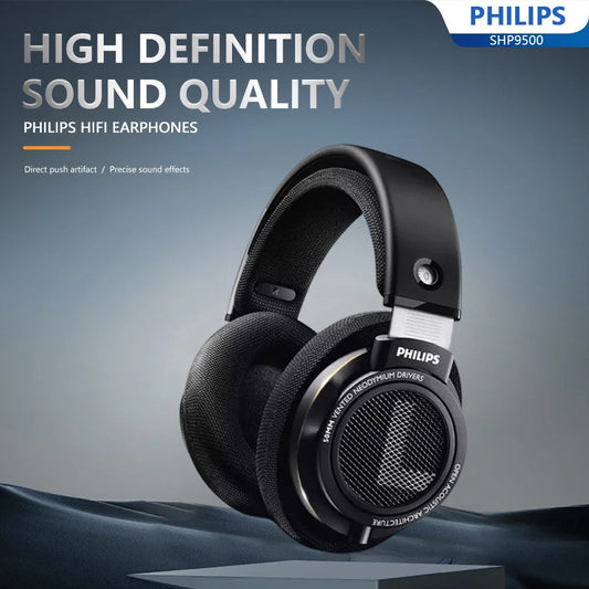 Philips SHP9500 HiFi Wired Headphones Stereo Monitor Gaming Headset with 50mm Dynamic Driver, Professional Audio Earphones for Music & E-Sports