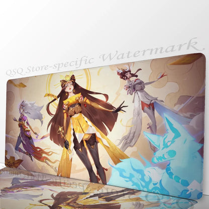 Подложка за мишка Amaterasu Kiriko Overwatch, постелка за бюро с подложка, гейминг аксесоари, Prime Gaming XXL подложка за клавиатура, омекотена постелка