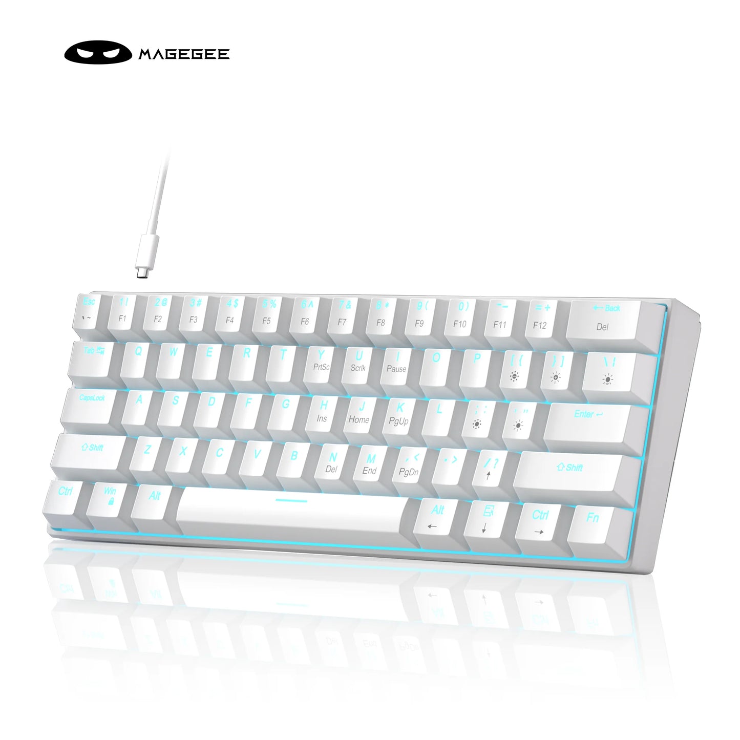 MageGee MK-Star61 60% Mechanical Gaming Keyboard 61Keys Sea Blue Backlit Small Compact Portable 60 Percent Gaming Keyboard Gamer