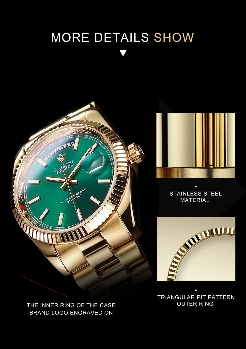 CADISEN DD40 Men's Watches Luxury Automatic Watch Men AR Sapphire Glass Mechanical Wristwatch Men 10Bar MIYOTA 8285 Movement 2023 New