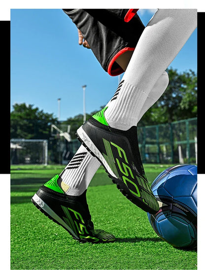 Nouvelles chaussures de football pour hommes, crampons, baskets légères de haute qualité, pour l'entraînement sur gazon, bottes de football très vendues, antidérapantes, mi-hautes, pour l'extérieur.