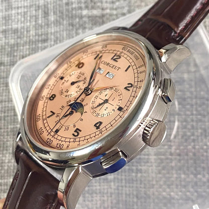 Relógio Automático para Homem Multifunções Data Dia Mês Ano 316L Relógio Mecânico Masculino Caixa Polida Indicador Dia/Noite 42mm