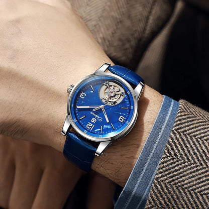 Tourbillon-Herrenuhr, modisch, sportlich, automatisch, mechanisch, wasserdicht – Luxusuhr einer Premium-Marke