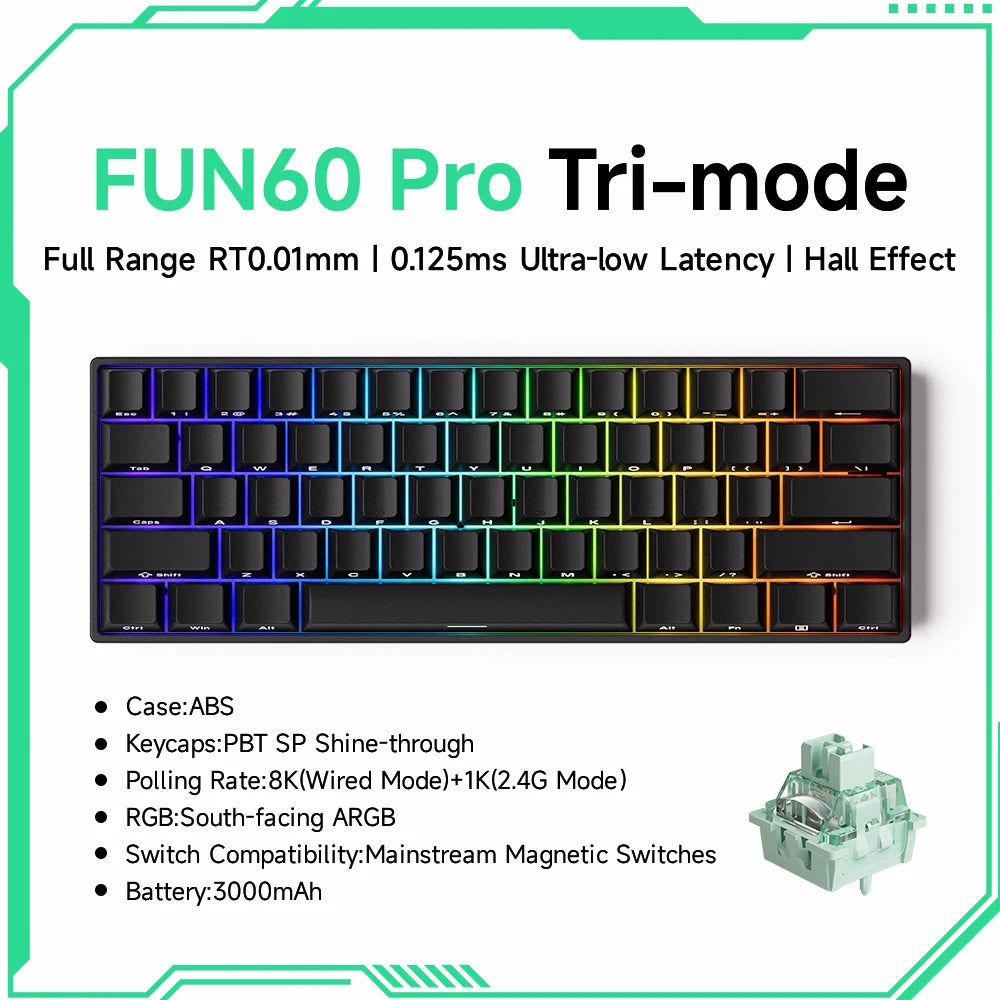 Akko MonsGeek FUN60 PRO&MAX HE Mechanical Keyboard Magnetic Switch 60% Gaming Keyboard Rapid Trigger 8K Custom Keyboard