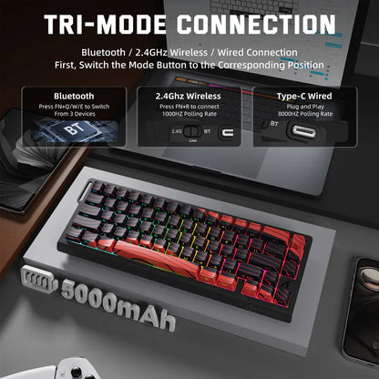 ATTACK SHARK X68PRO HE Wireless Rapid Trigger Gaming Keyboard with Adjustable Actuation, Hot-Swap, RGB Backlit, BT/2.4GHz/Wired