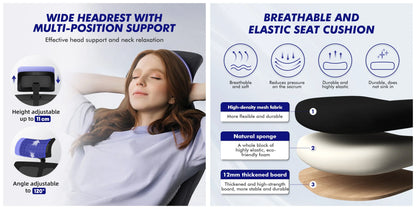 AUTHMIC Ergonomic Office Chair with 5D Lumbar Support, Mesh Back, Adjustable Headrest, Armrests & Reclining Desk Chair