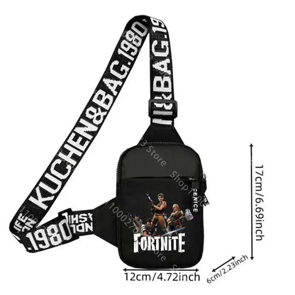 Lekka, sportowo-casualowa torba na ramię dla dorosłych Fortnites, mini torba na telefon z nadrukiem postaci z gry, męska torba crossbody na klatkę piersiową, prezent