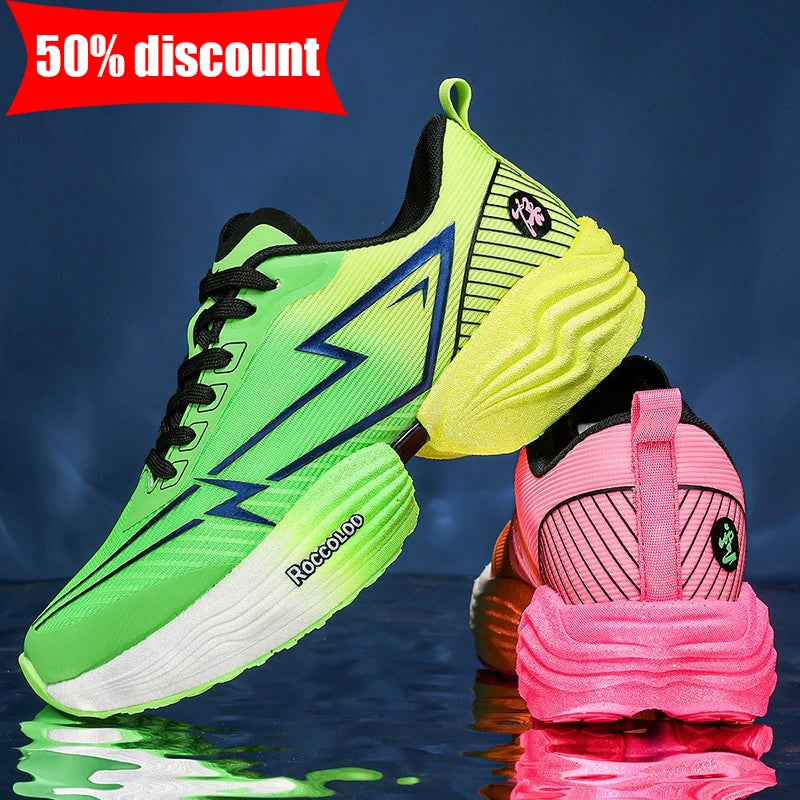 Paire de chaussures de sport professionnelles pour marathon, confortables, de jogging, amortissantes, d’entraînement, à fort rebond, antidérapantes, de course