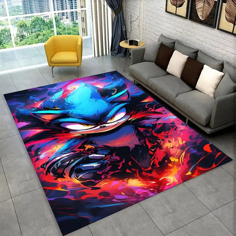 Classic Game S-Sonic Cartoon Non-Slip Area Rug for Living Room,Bedroom,Playroom,Soft Carpet Floor Mat Home Decor Rug Kids Room