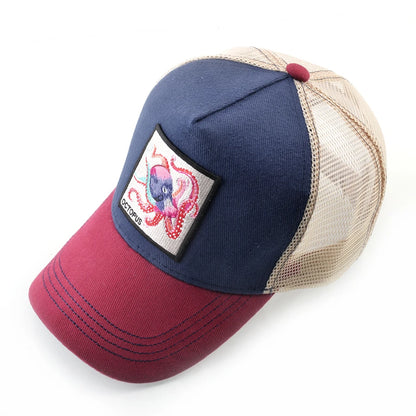 Casquette de baseball unisexe avec écusson pieuvre pour hommes et femmes – Casquettes trucker à fermeture à pression quatre saisons – Casquette de sport décontractée et respirante pour les activités de plein air